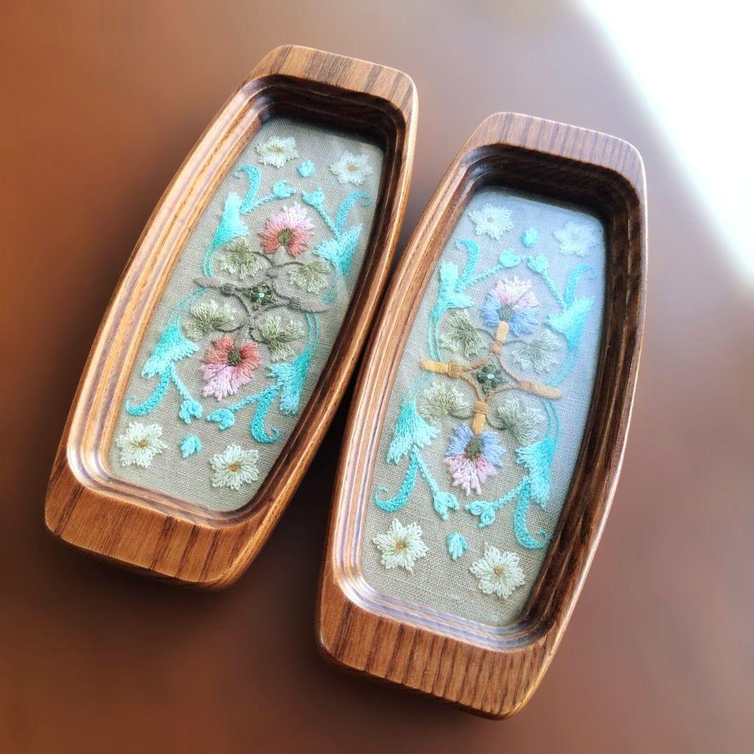 【希少】刺繍 お絞り受け 小物トレイ　2点セット