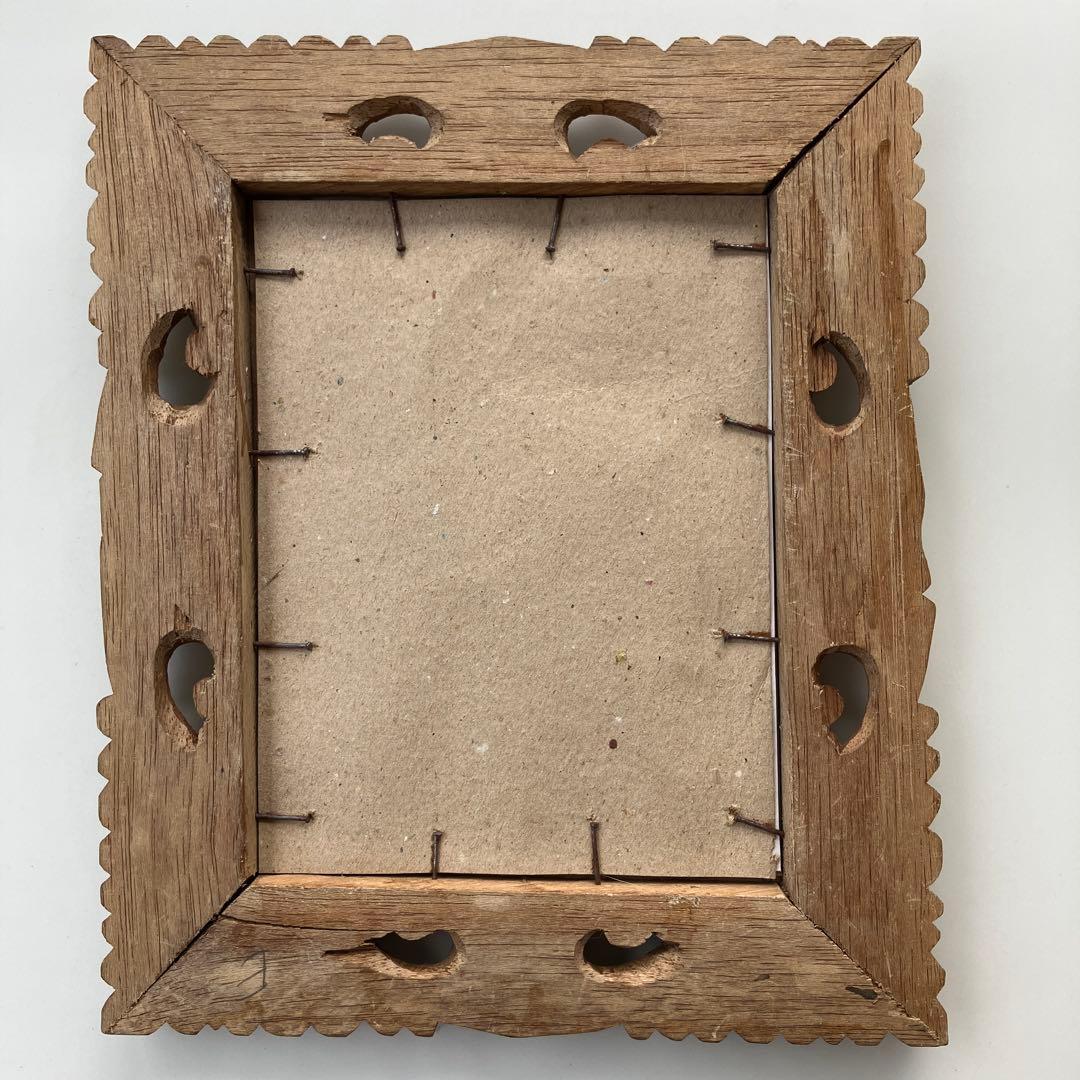 バリ島　絵画　アート　木彫フレーム付き　インドネシア　細密絵画