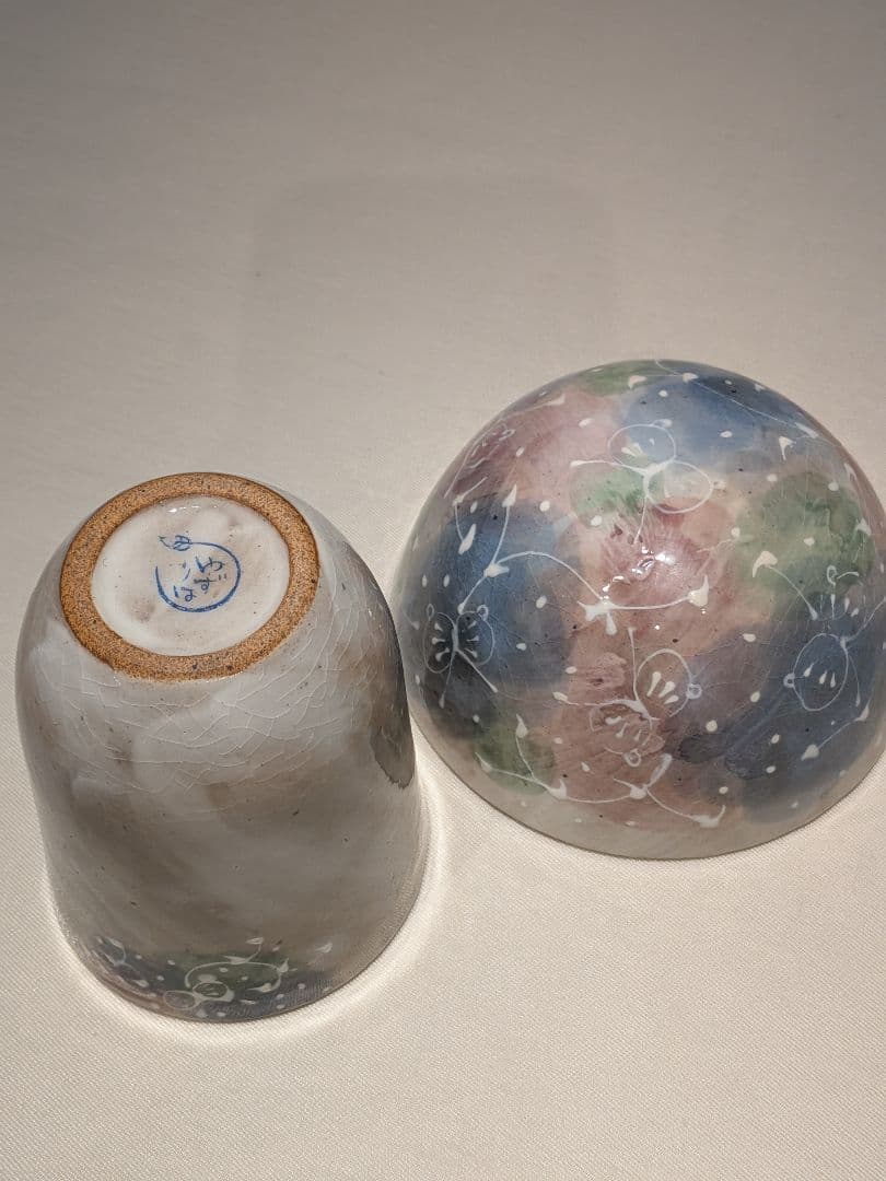 工房ゆずりは　瀬戸焼　ボウル　タンブラー　セット　蝶々　手描き