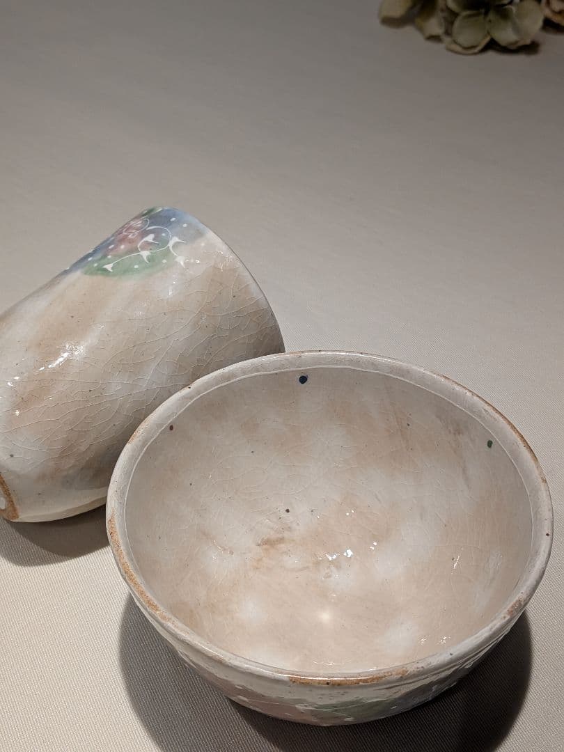 工房ゆずりは　瀬戸焼　ボウル　タンブラー　セット　蝶々　手描き