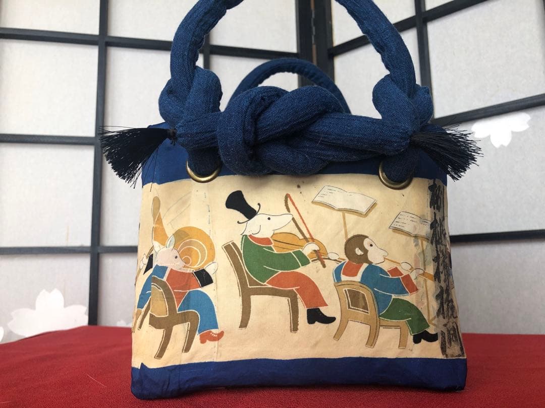 一閑張り　一閑張りバック　ヴィンテージ　レトロ 正絹古布　みんなの音楽会