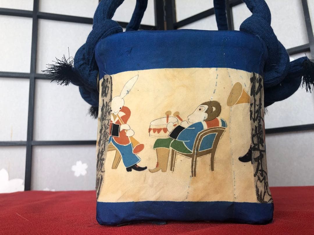 一閑張り　一閑張りバック　ヴィンテージ　レトロ 正絹古布　みんなの音楽会