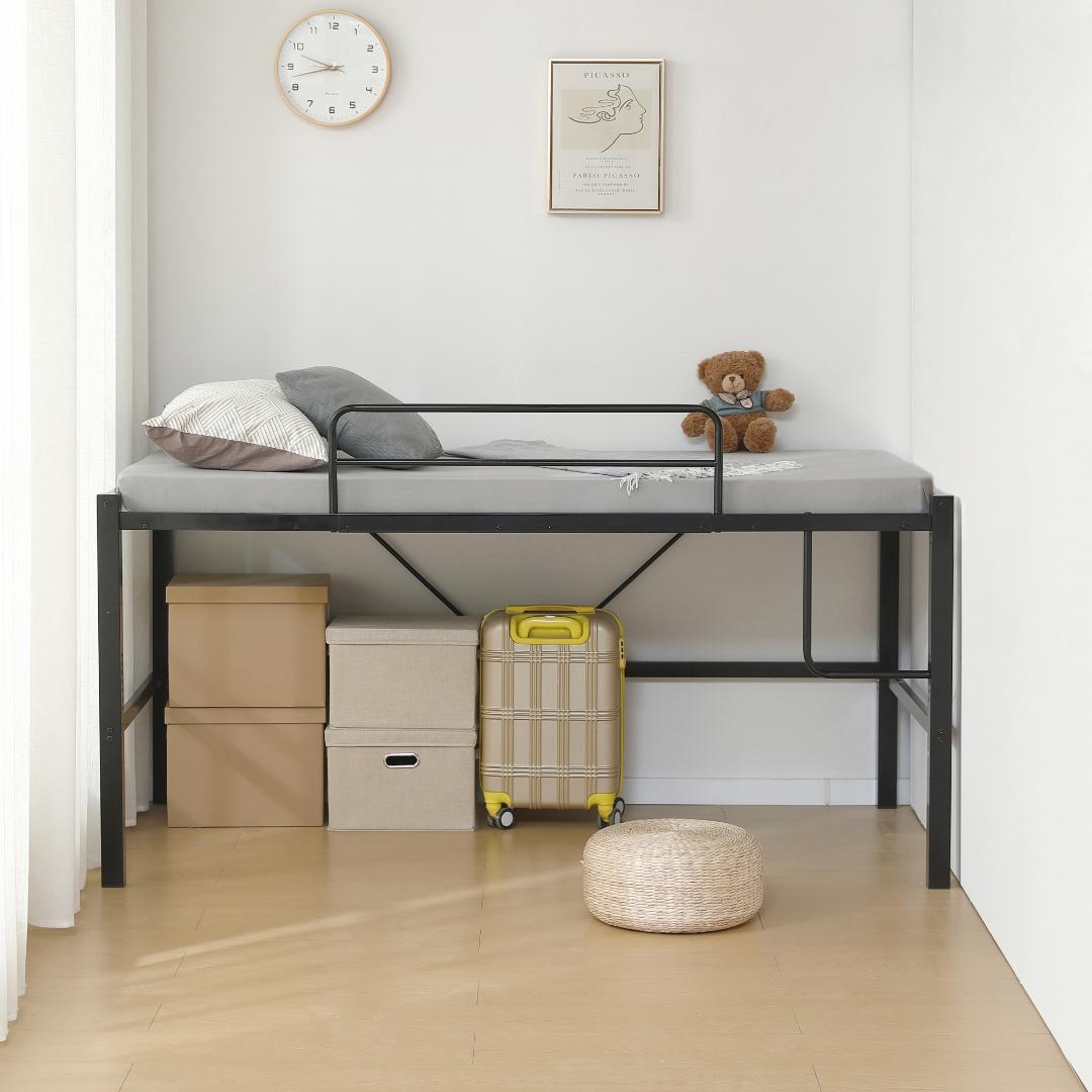 【ブラック】セミダブル 高さ90cm ロフトベッド パイプベッド 高さ調整可能