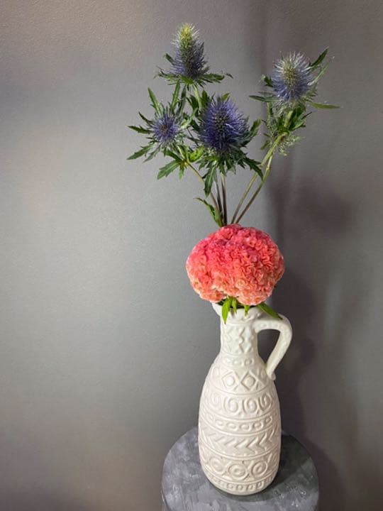 ドイツ アンティーク ビンテージ ホワイト 民族 花瓶 フラワーベース 美品