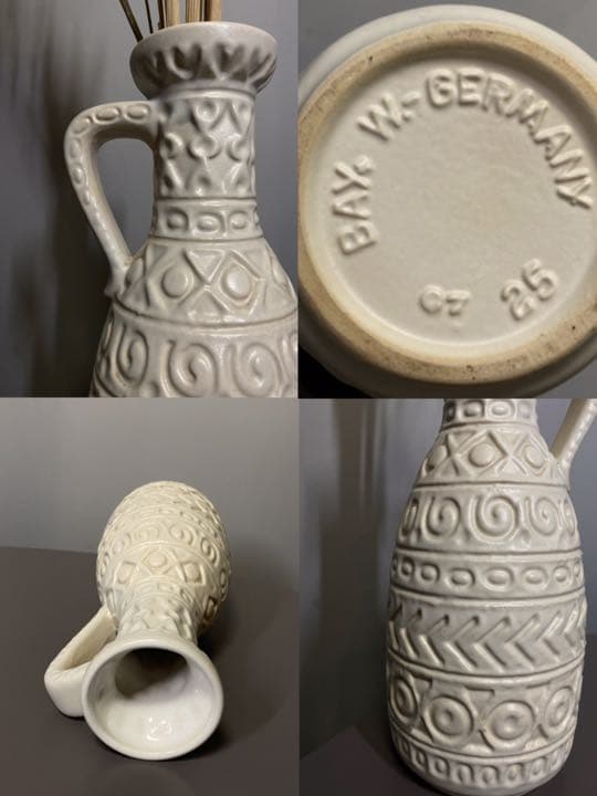 ドイツ アンティーク ビンテージ ホワイト 民族 花瓶 フラワーベース 美品