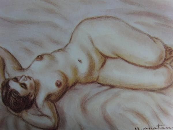 荒谷　直之介、裸婦、希少、画集画、新品額装付