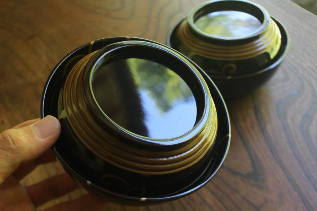 時代逸品！風情ある塗分け太糸目に極上桐唐草蒔絵のお椀2点（検輪島塗雑煮椀煮物椀