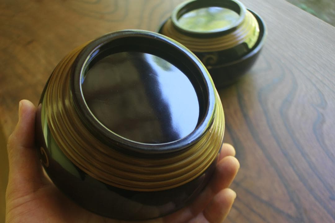 時代逸品！風情ある塗分け太糸目に極上桐唐草蒔絵のお椀2点（検輪島塗雑煮椀煮物椀