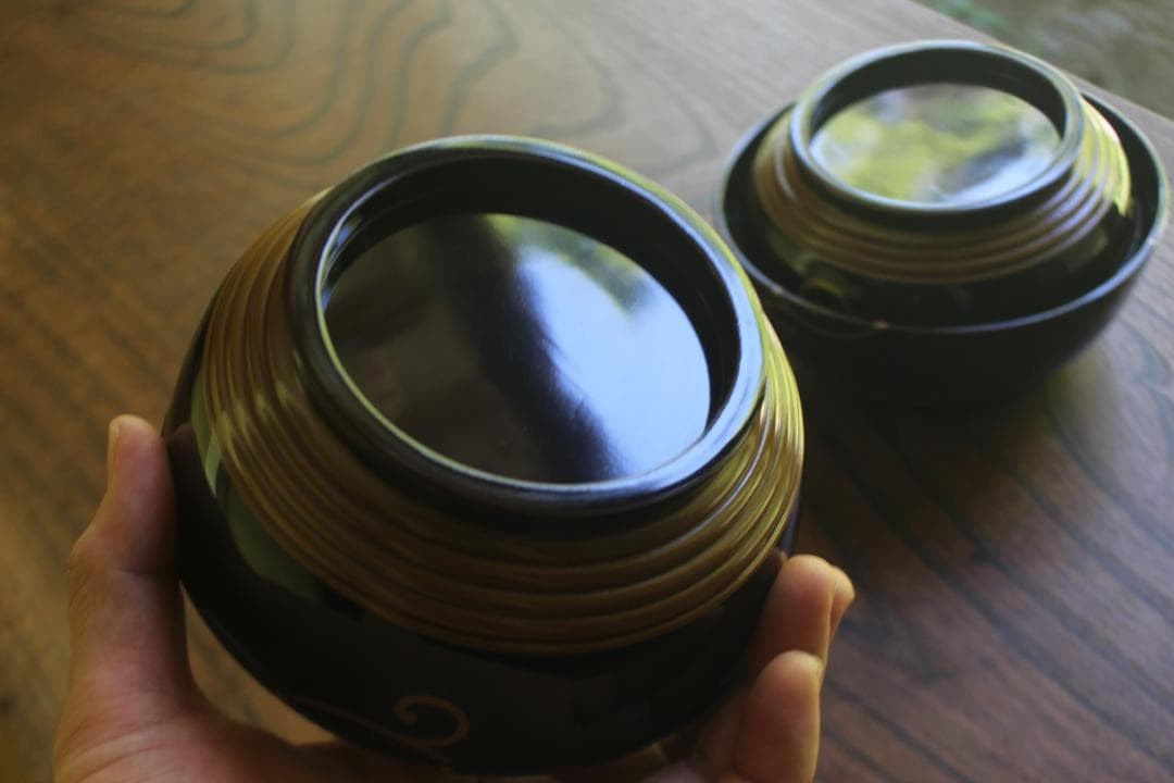 時代逸品！風情ある塗分け太糸目に極上桐唐草蒔絵のお椀2点（検輪島塗雑煮椀煮物椀