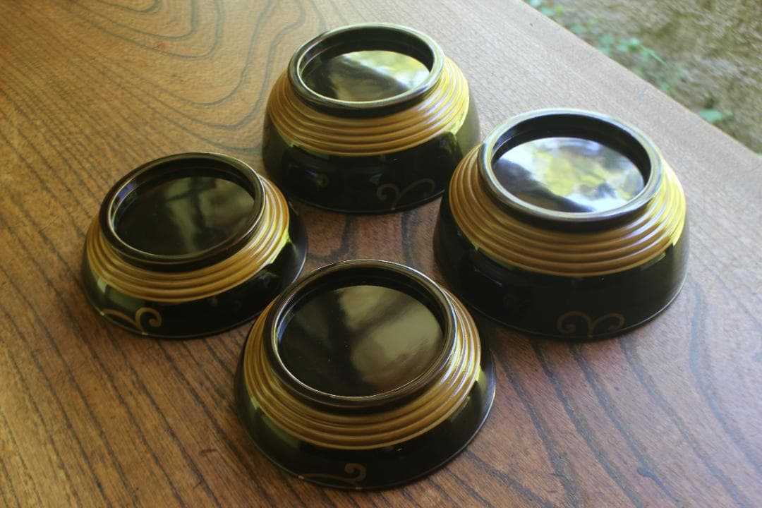 時代逸品！風情ある塗分け太糸目に極上桐唐草蒔絵のお椀2点（検輪島塗雑煮椀煮物椀