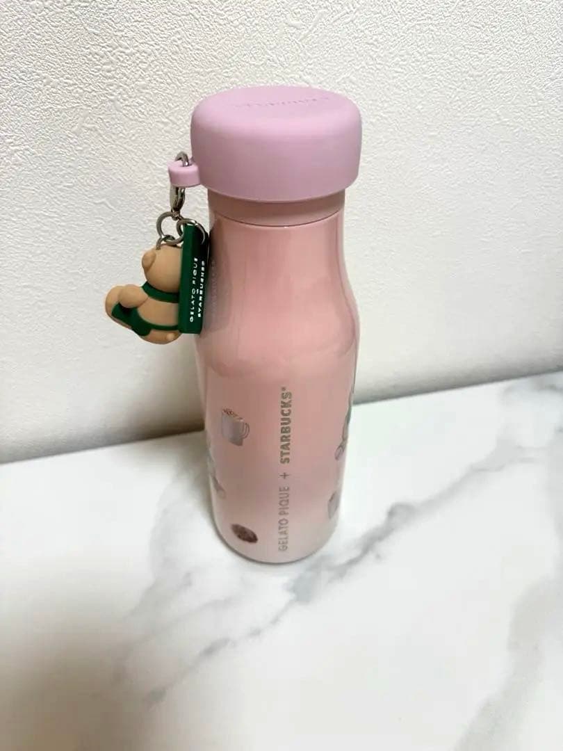 スターバックス ジェラートピケ ベアチャーム付きステンレスボトル ソフトピンク