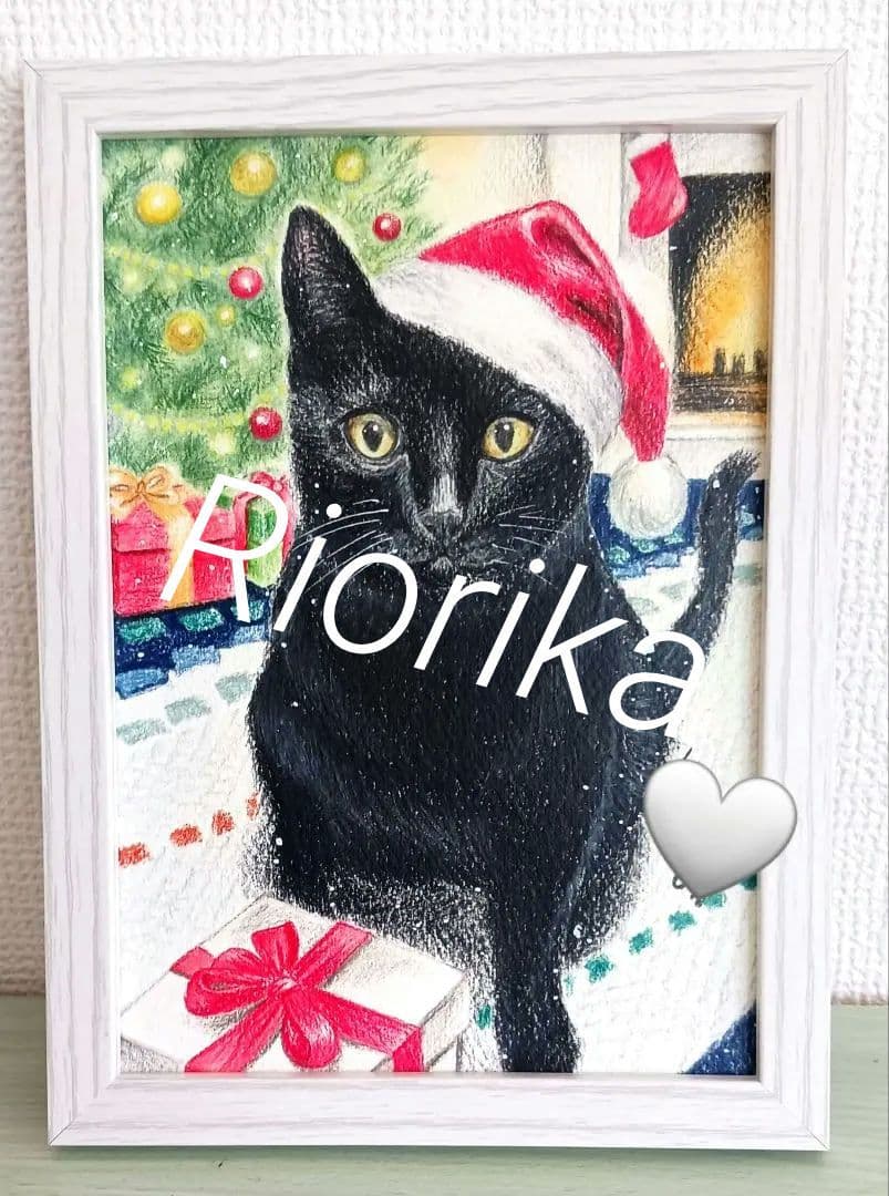 ミクストメディアアート　色鉛筆　オイルパステル　パンパステル/ ペット似顔絵A5