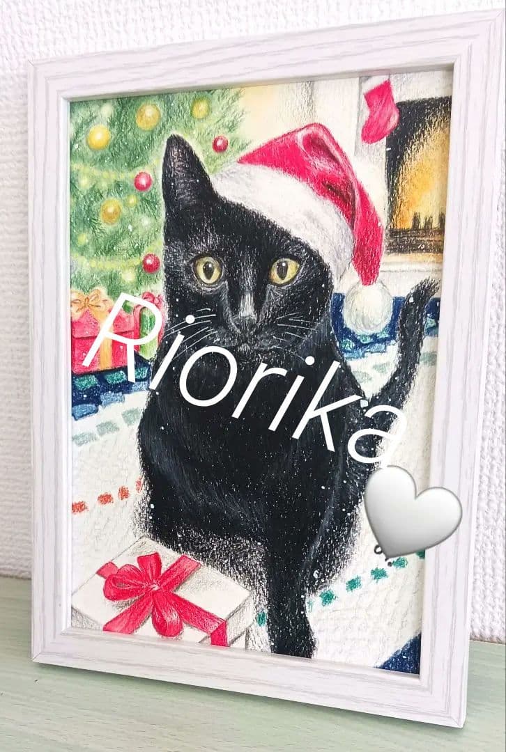 ミクストメディアアート　色鉛筆　オイルパステル　パンパステル/ ペット似顔絵A5