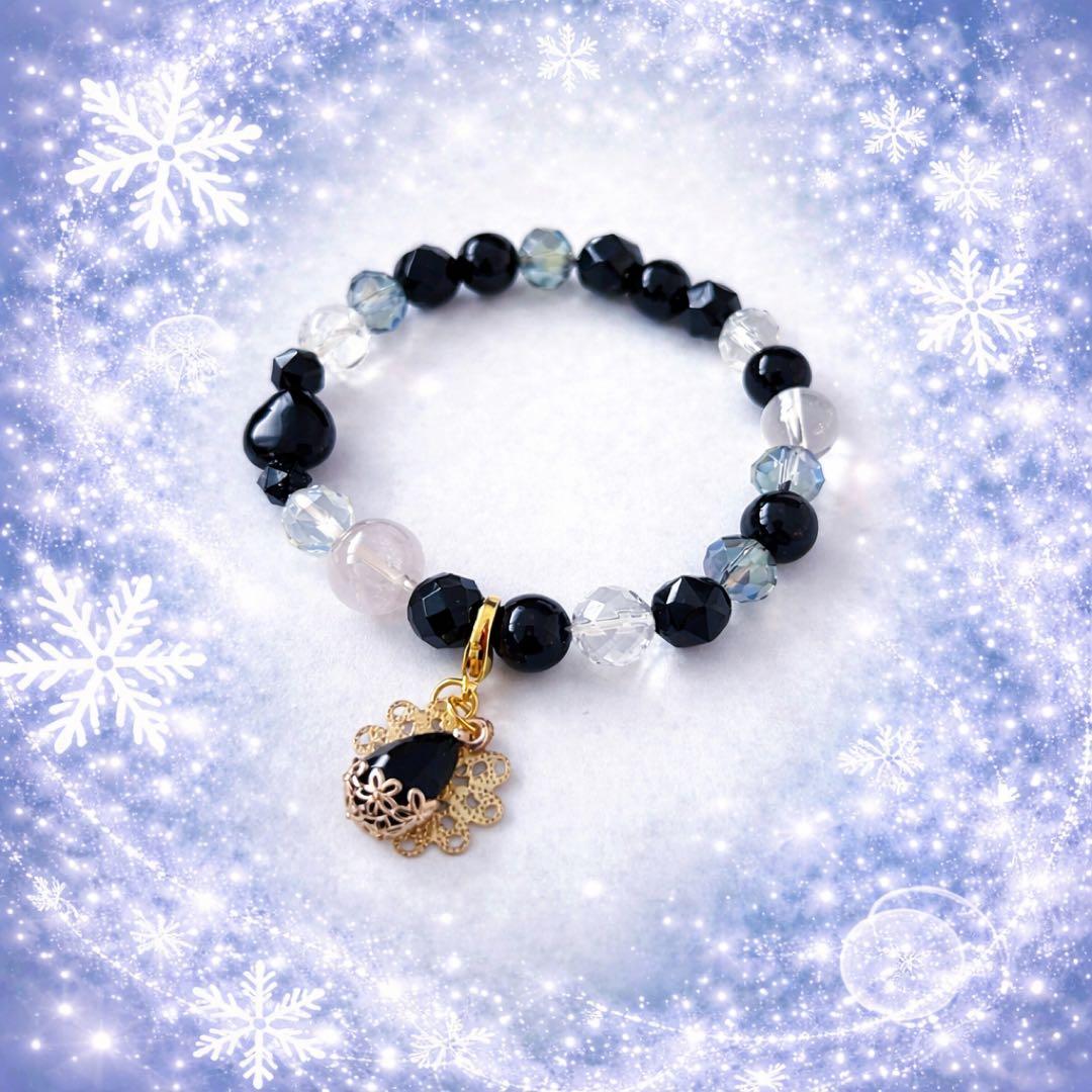 九つの光を纏う -漆黒の守護- 【天響巫】最強厄除け・縁結び 推し活ブレスレット