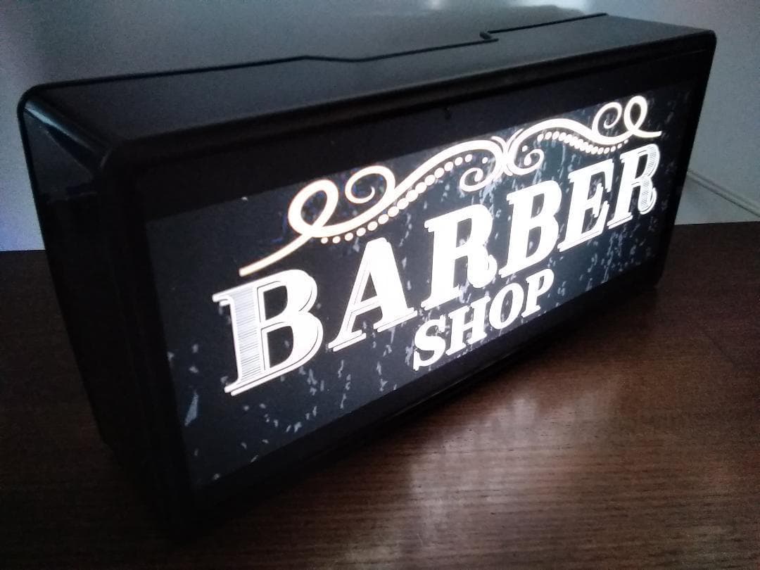 バーバー 理容室 サロン☆BARBER ③ 看板 置物 雑貨 LEDライトBOX