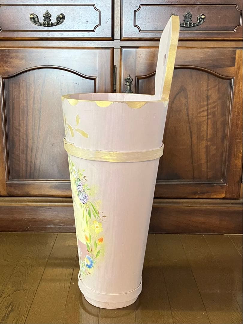 【トールペイント作品】アンブレラスタンド　傘立て　帆船　花柄