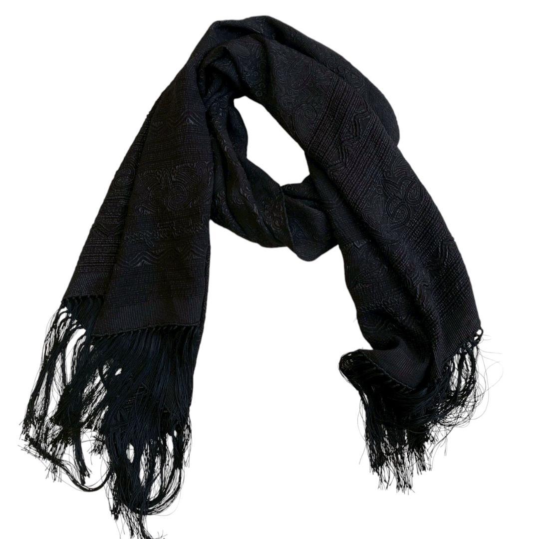 サルヴァトーレフェラガモ ペイズリー柄 刺繍 フリンジストール ブラック