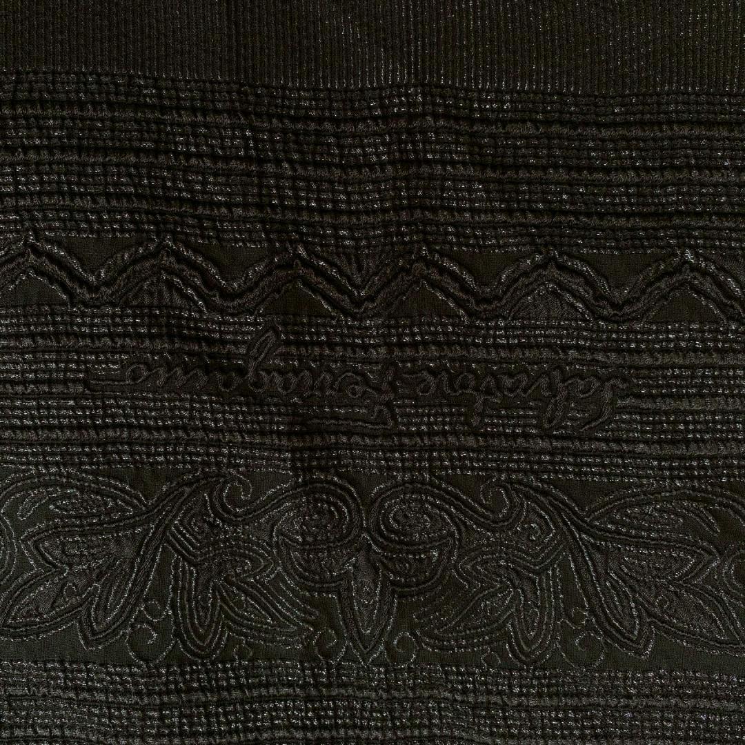 サルヴァトーレフェラガモ ペイズリー柄 刺繍 フリンジストール ブラック
