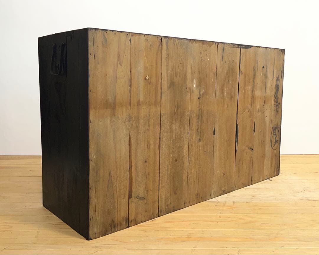 水屋箪笥　オープシェルフ　無垢材　黒　ディスプレイ　古道具　古家具　アンティーク