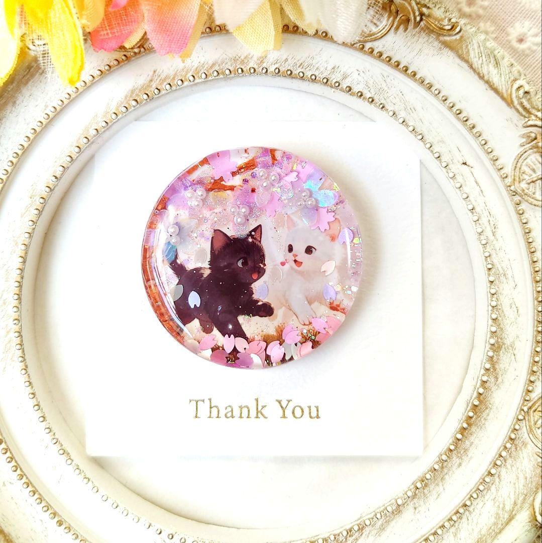 レジン　猫　ヘアゴム　ブローチ　ポニーフック　No.477