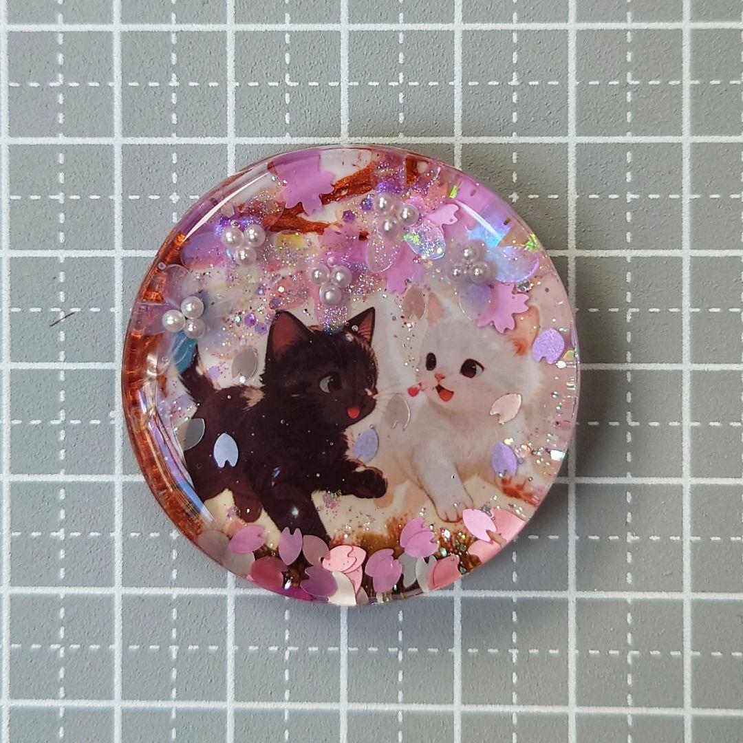 レジン　猫　ヘアゴム　ブローチ　ポニーフック　No.477
