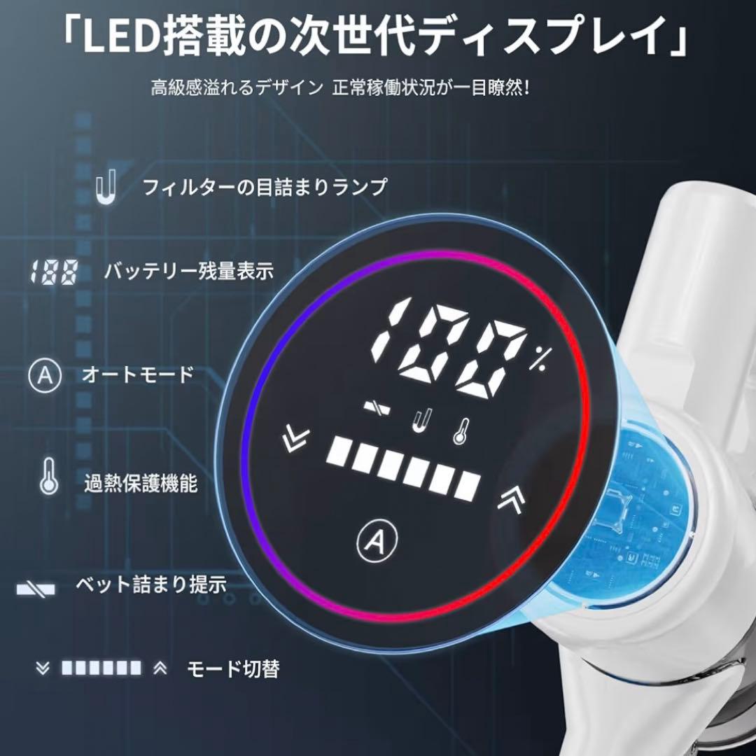 【新品.未使用】サイクロン　コードレス　AI汚れ自動検知 55Kpa超強力吸引