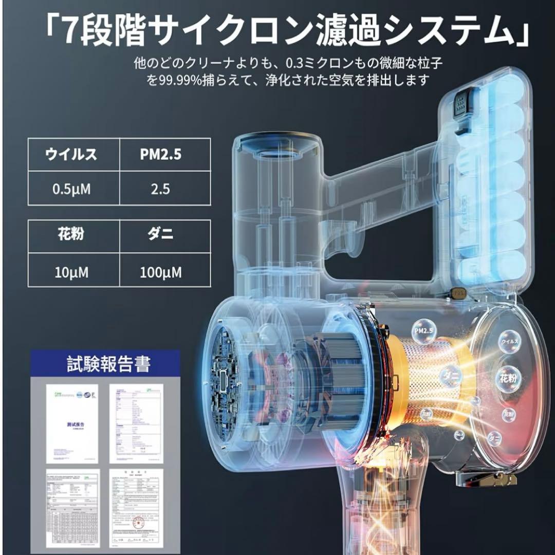 【新品.未使用】サイクロン　コードレス　AI汚れ自動検知 55Kpa超強力吸引