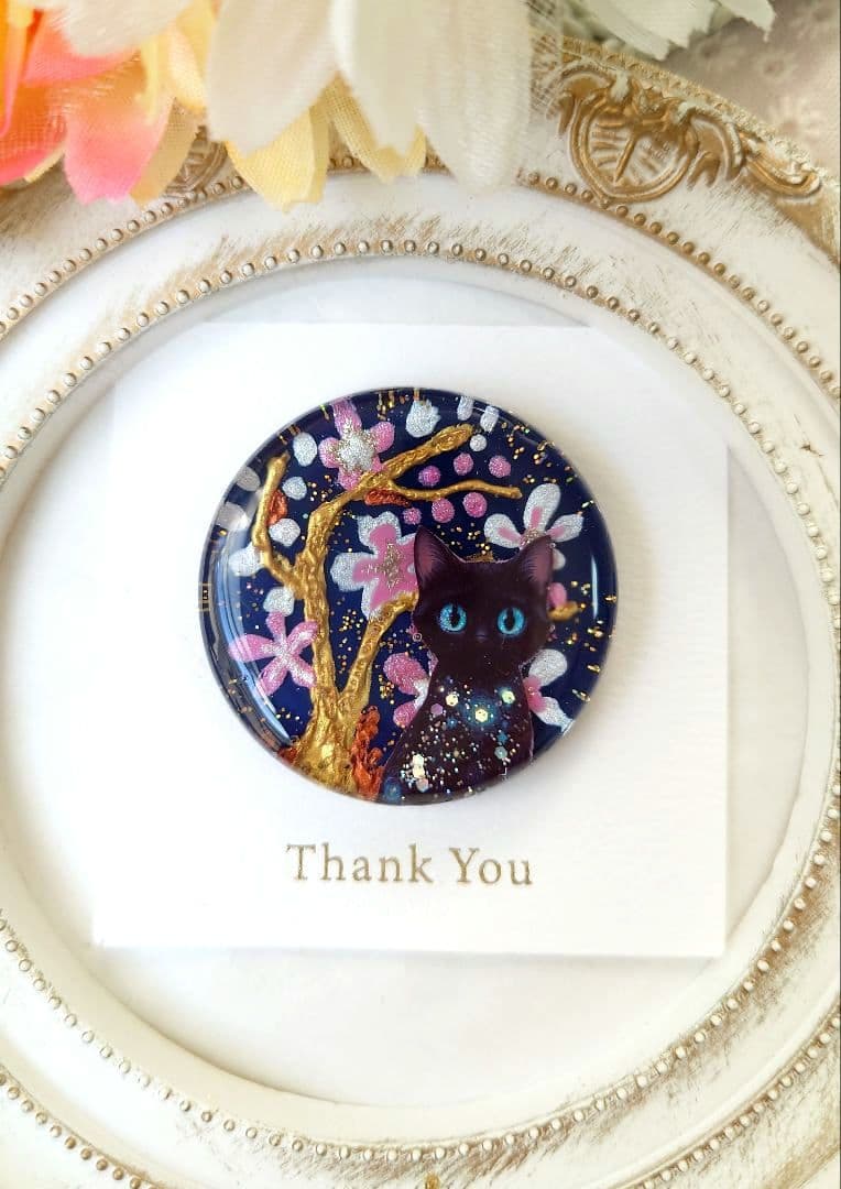 レジン　猫　ヘアゴム　ブローチ　ポニーフック　No.483