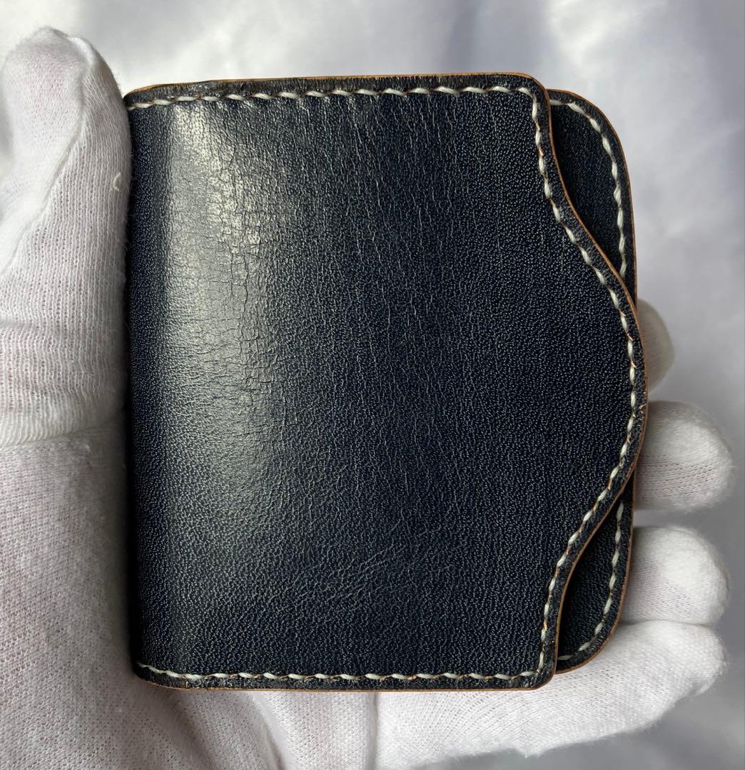 【試作モデル】ブライドルレザー コンパクト財布 ダークネイビー 手縫い