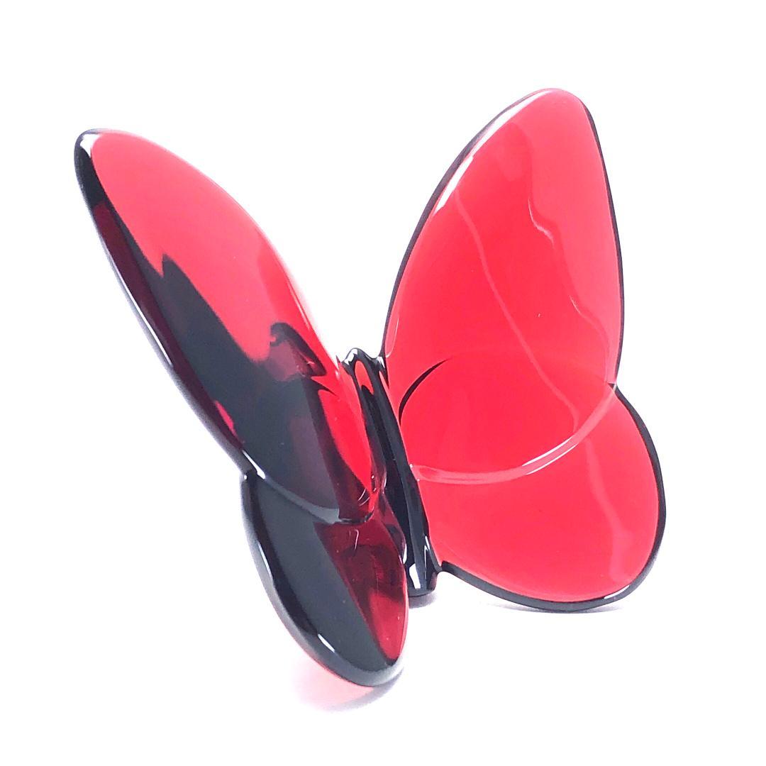 【美品・箱付き】バカラ／ラッキーバタフライ クリスタル レッド／BC512