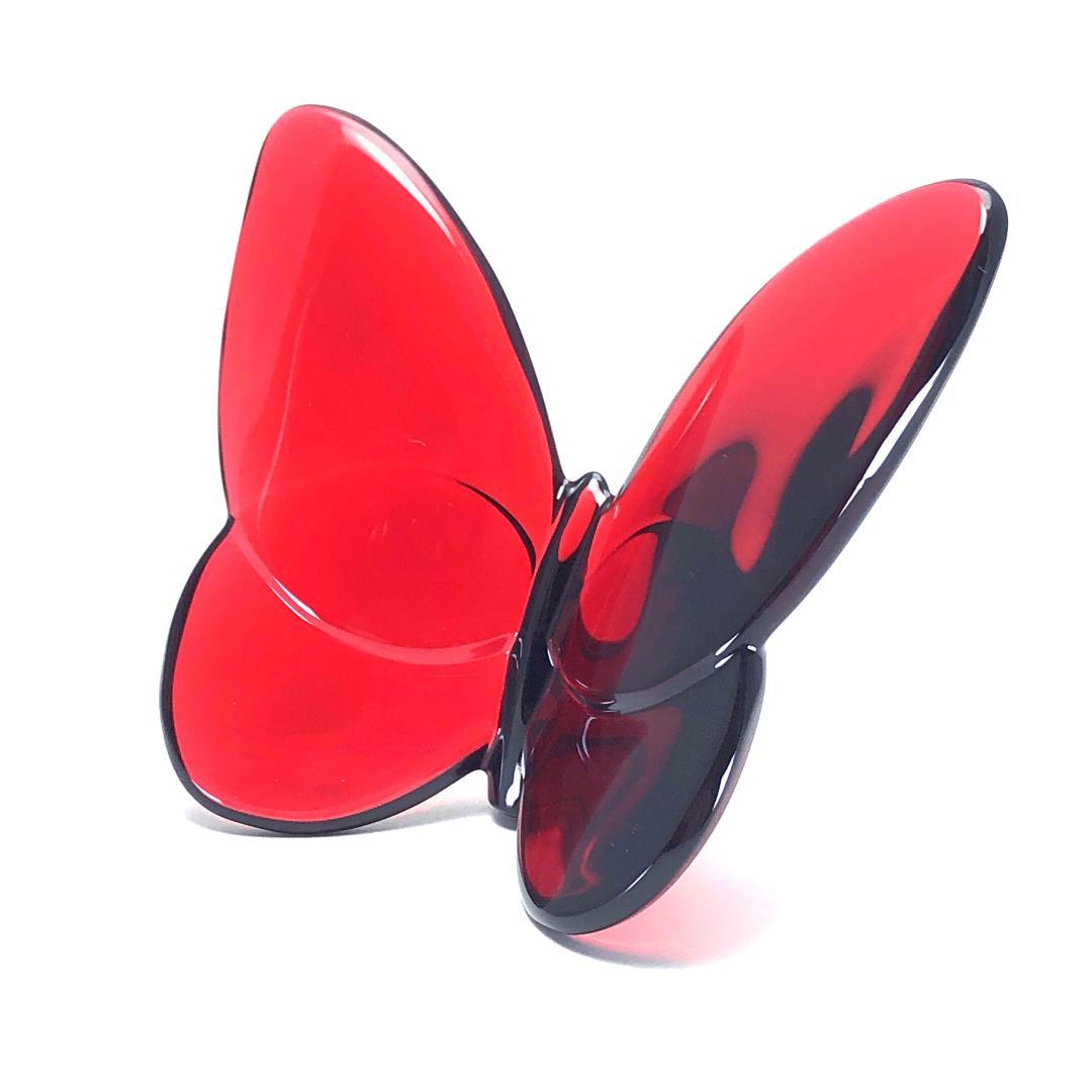 【美品・箱付き】バカラ／ラッキーバタフライ クリスタル レッド／BC512