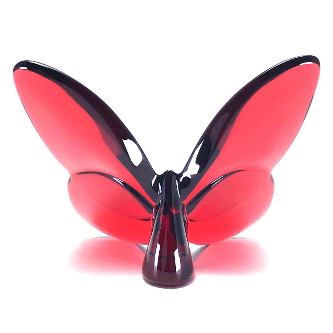 【美品・箱付き】バカラ／ラッキーバタフライ クリスタル レッド／BC512