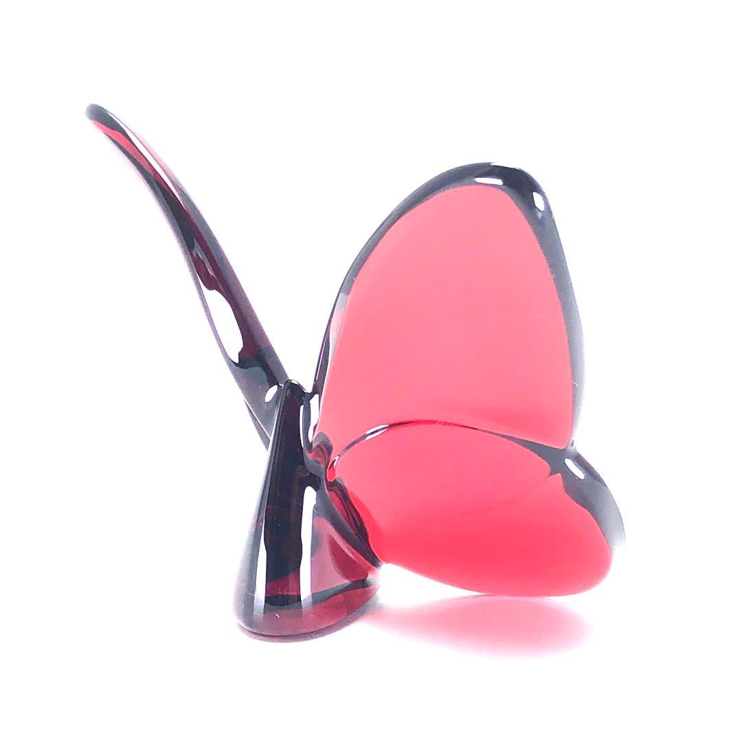 【美品・箱付き】バカラ／ラッキーバタフライ クリスタル レッド／BC512