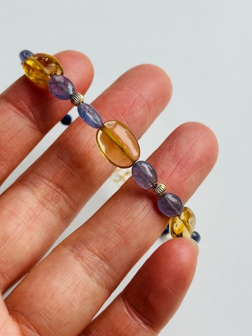 ユニドロブレスレット　シトリン　ラピスラズリ