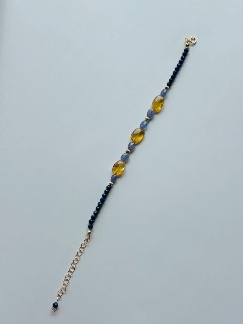 ユニドロブレスレット　シトリン　ラピスラズリ