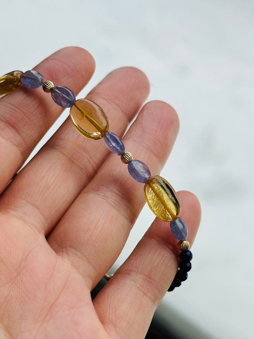 ユニドロブレスレット　シトリン　ラピスラズリ
