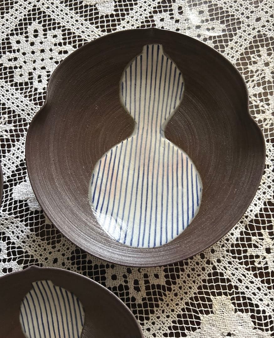 清水焼　脚付瓢箪絵皿　楽峰窯　5