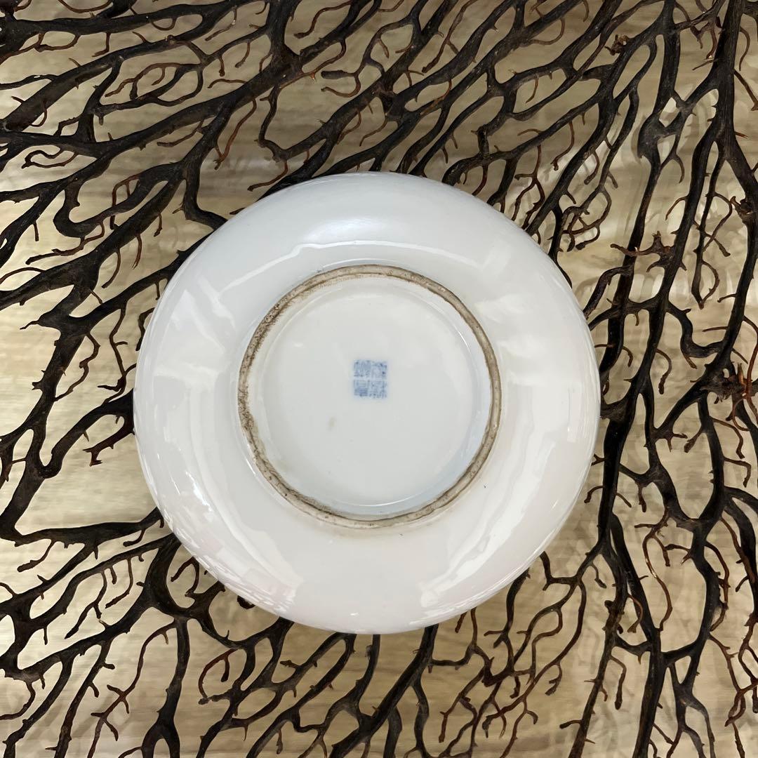 骨董　古伊万里　印判手　希少図案　図変わり印判　ぐるぐる　蜻蛉　勝ち虫　小皿２客