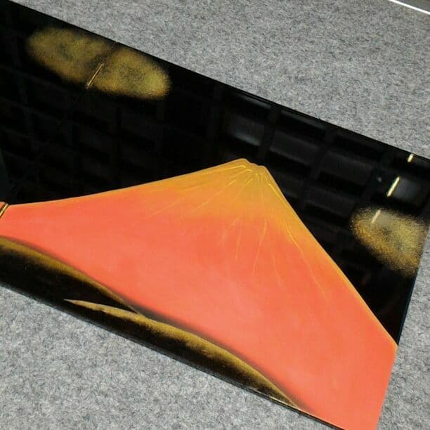 伝統工芸　会津漆器屏風パネル（赤富士）専用箱付き