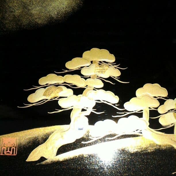 伝統工芸　会津漆器屏風パネル（赤富士）専用箱付き