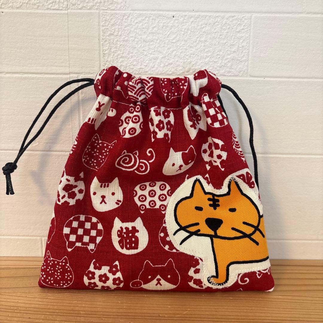 感謝価格　巾着　猫柄　ハンドメイド　小物入れ　おやつ入れ