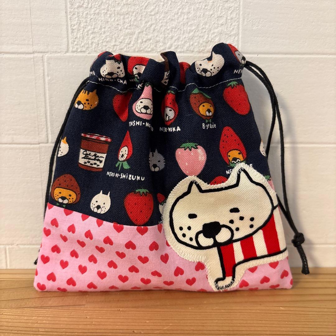 感謝価格　巾着　猫柄　ハンドメイド　小物入れ　おやつ入れ