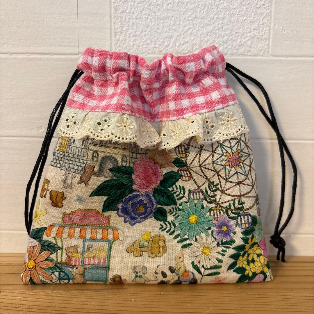 感謝価格　巾着　猫柄　ハンドメイド　小物入れ　おやつ入れ