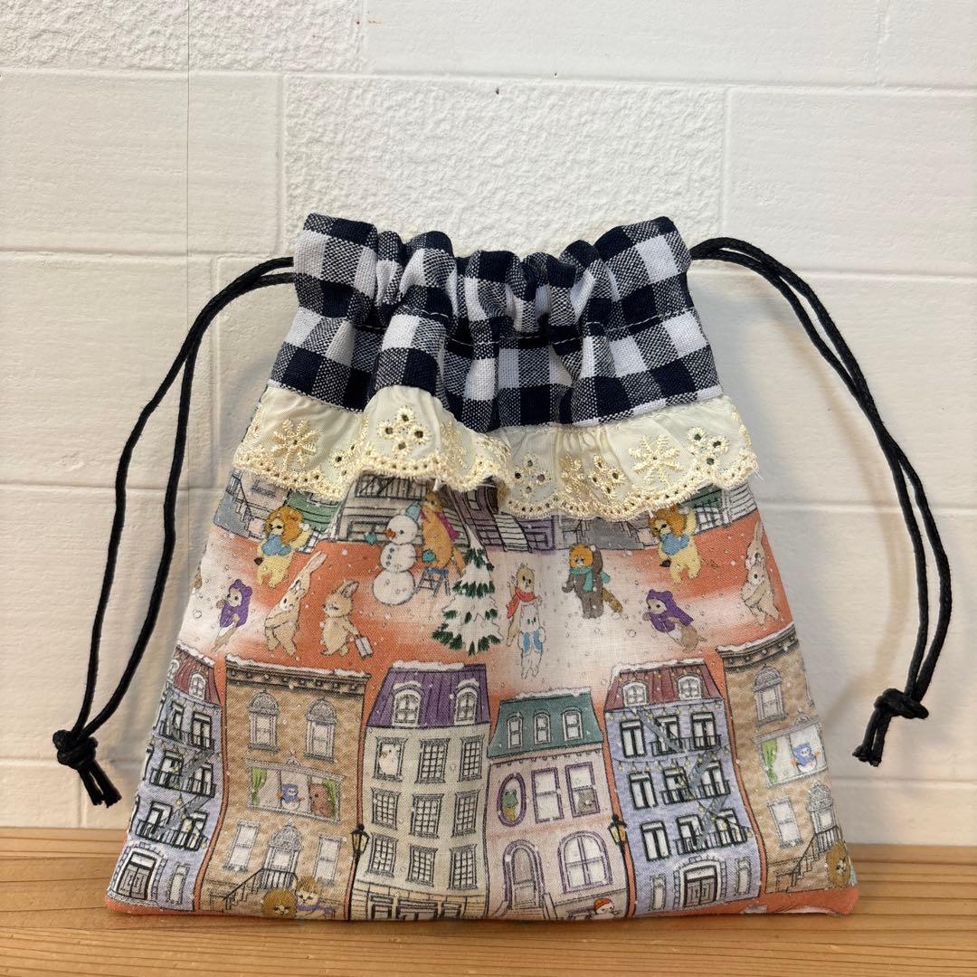 感謝価格　巾着　猫柄　ハンドメイド　小物入れ　おやつ入れ