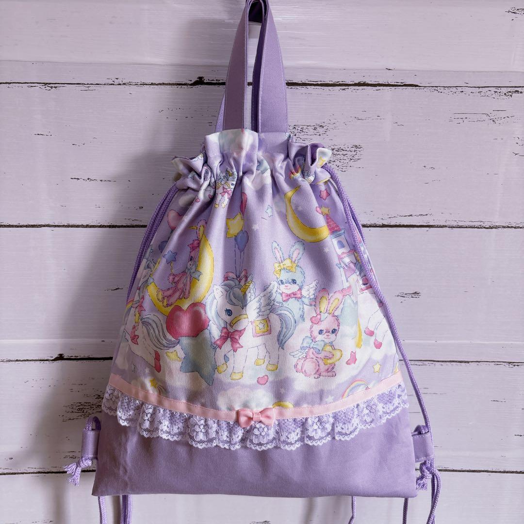 レッスンバッグ　体操服袋　上履袋　お弁当袋　コップ袋☆ユニコーン　入園入学セット