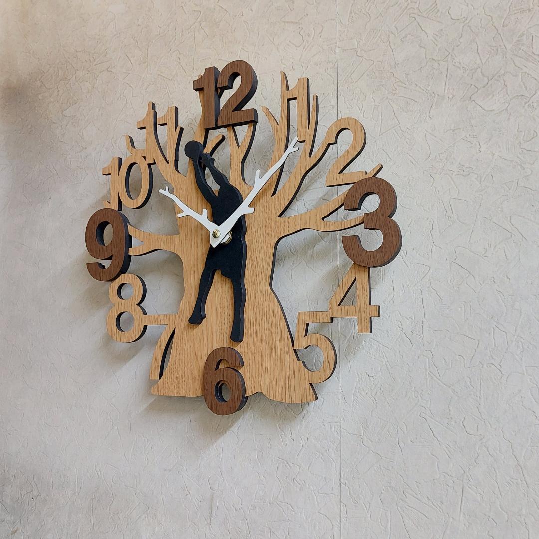 木の時計シリーズ　バスケット　デザイン壁掛け静音時計