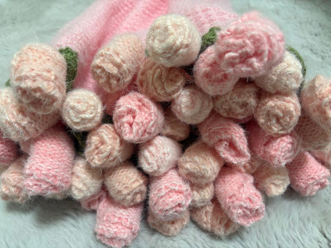 バラの花束ブランケット　直径120cm ピンクのバラ