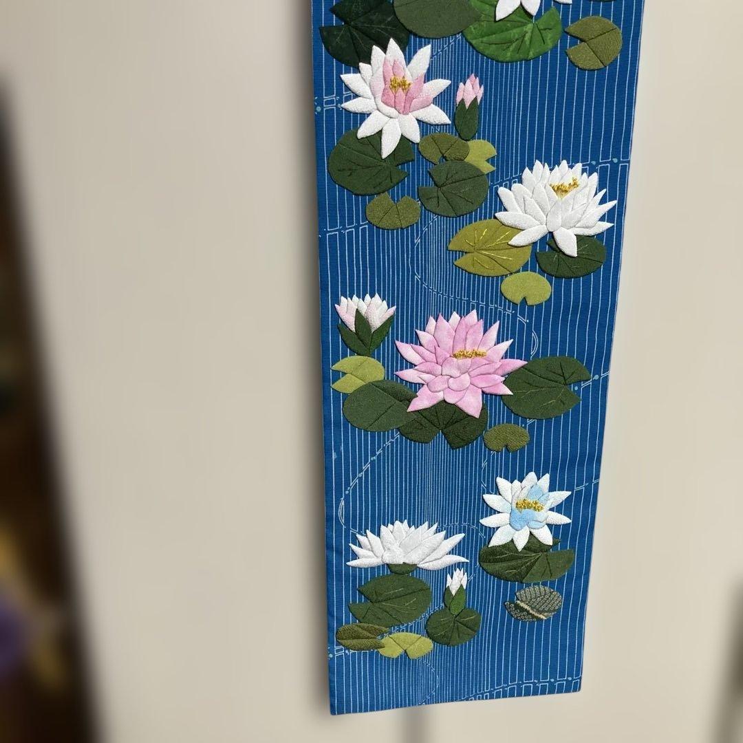 らいおんくま★ちりめん細工　睡蓮の花　押絵タペストリー