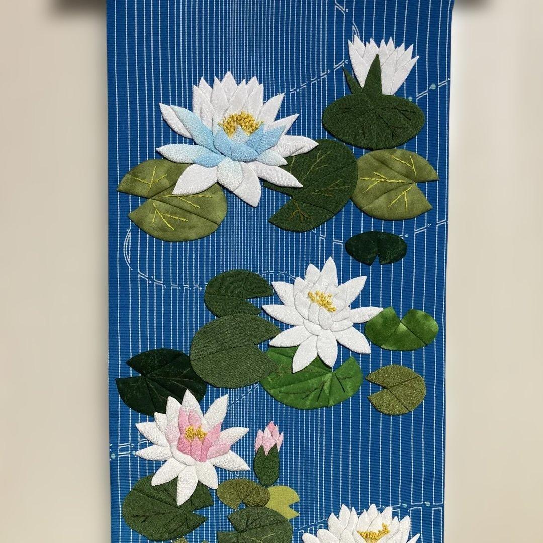 らいおんくま★ちりめん細工　睡蓮の花　押絵タペストリー