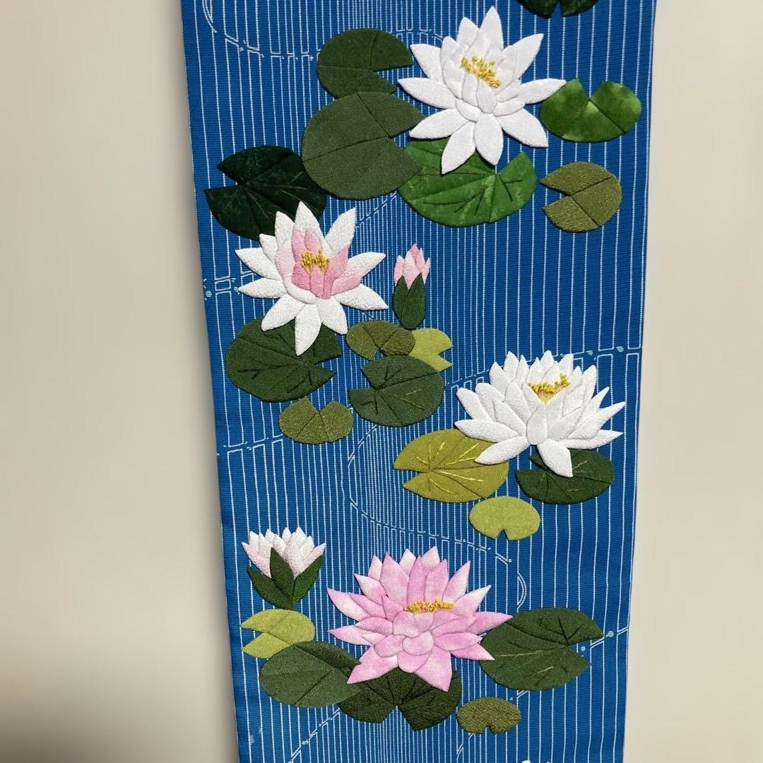 らいおんくま★ちりめん細工　睡蓮の花　押絵タペストリー